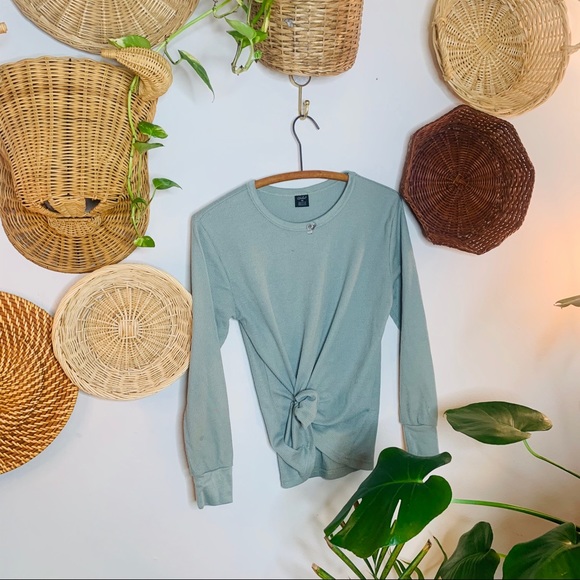 Vintage Tops - vtg vsco 90s sage green waffle weave long sleeve